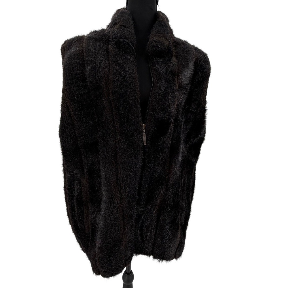 Duffel Outdoor Faux Fur Vest full Zip chocolate brown Gorpcore Mob Wife Glam XL